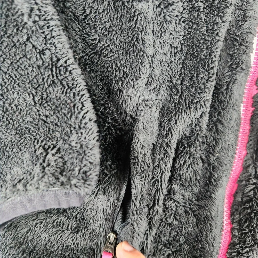 The North Face Osito Fleece Jacket Girls M Black Pink Full Zip Warm Soft Coat